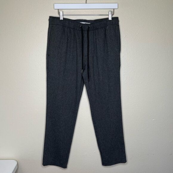 Pacsun Elastic Herringbone Trouser Tie Waist Charcoal Slim Pant Men Size Medium - Picture 14 of 14